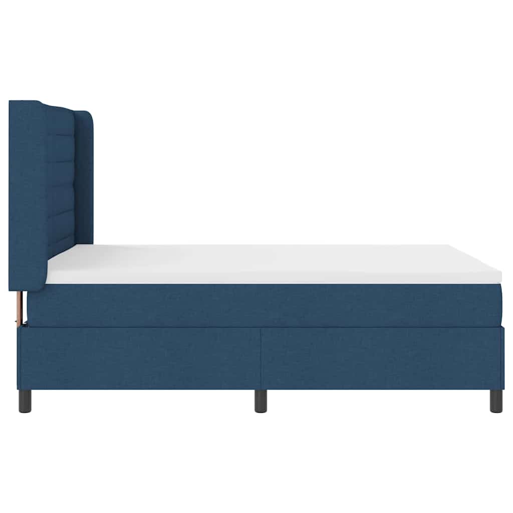 Cama Box Spring LED con cabecera Azul 140 x 190 cm tela