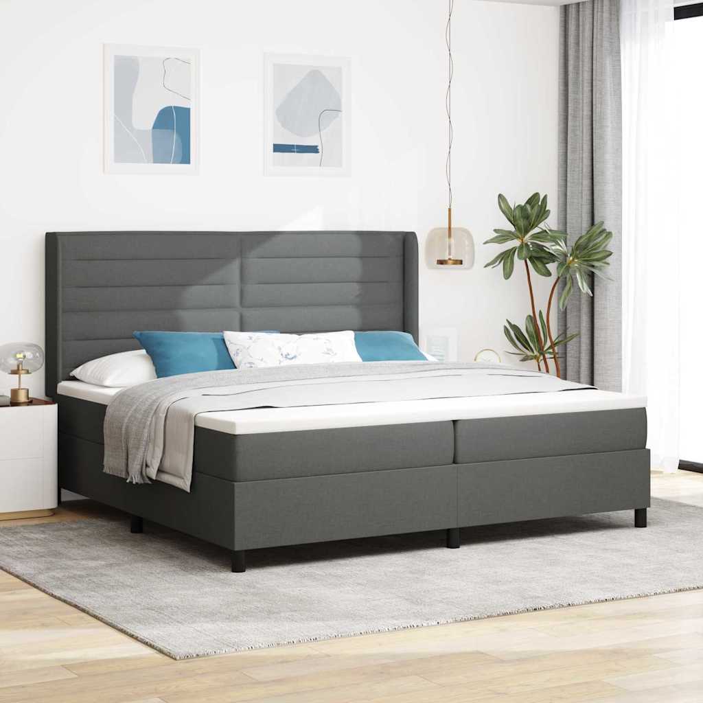 Blue LED Box Spring Bed with Headboard 140 x 190 cm fabric
