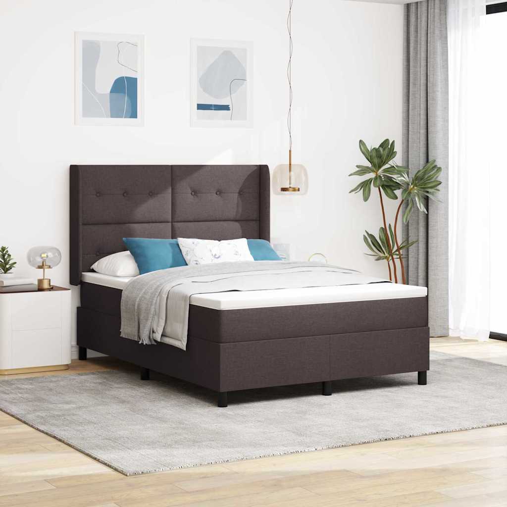 Blue LED Box Spring Bed with Headboard 140 x 190 cm fabric
