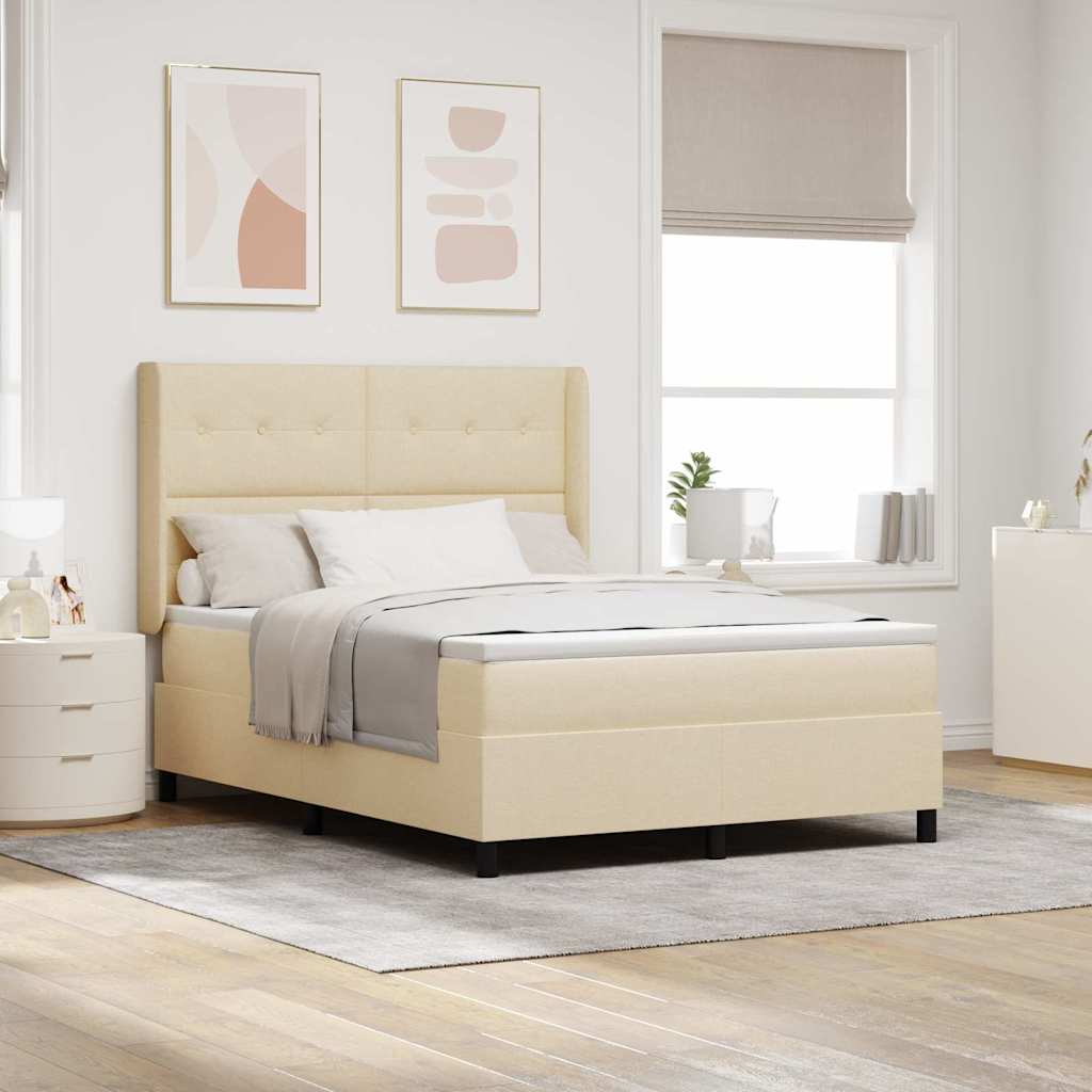 Blue LED Box Spring Bed with Headboard 140 x 190 cm fabric