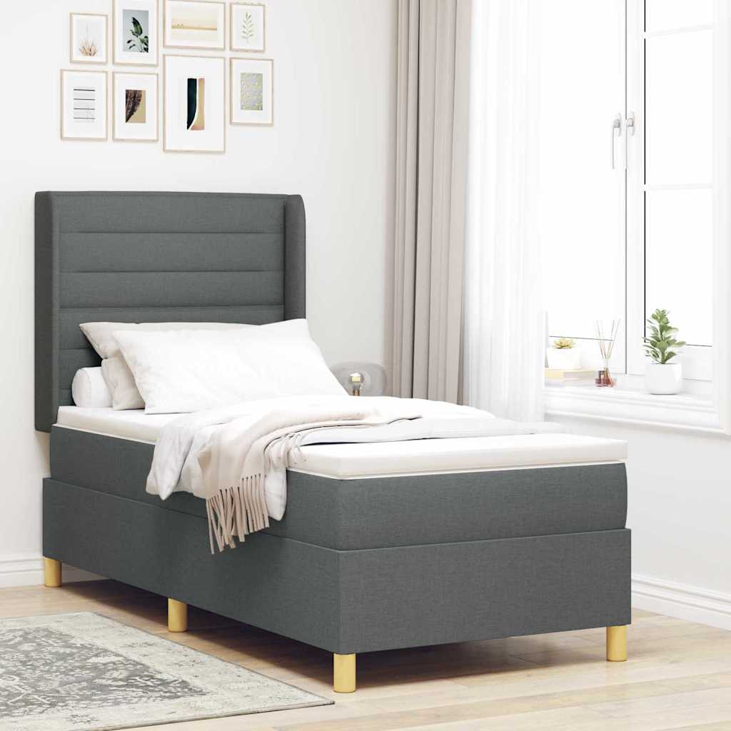 Cama tipo Box Spring con cojín Crema 140 x 200 cm tela