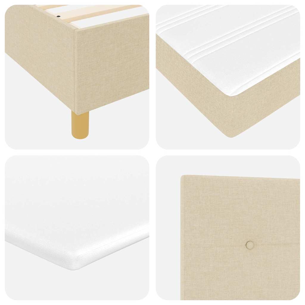 Cama tipo Box Spring con cojín Crema 140 x 200 cm tela