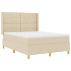 Cama tipo Box Spring con cojín Crema 140 x 200 cm tela