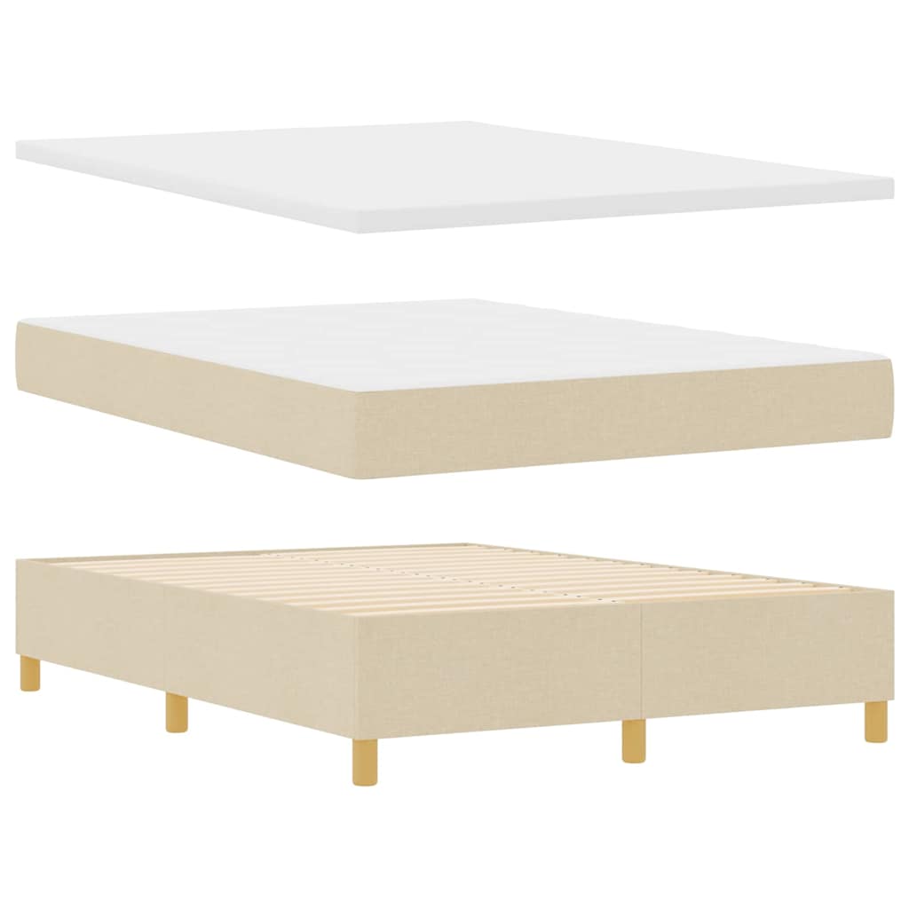 Cama tipo Box Spring con cojín Crema 140 x 200 cm tela
