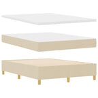Cama tipo Box Spring con cojín Crema 140 x 200 cm tela