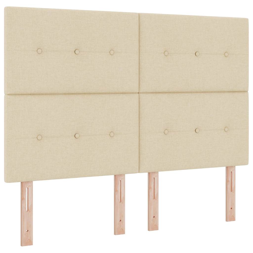 Cama tipo Box Spring con cojín Crema 140 x 200 cm tela