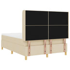 Cama tipo Box Spring con cojín Crema 140 x 200 cm tela