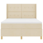 Cama tipo Box Spring con cojín Crema 140 x 200 cm tela