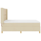 Cama tipo Box Spring con cojín Crema 140 x 200 cm tela