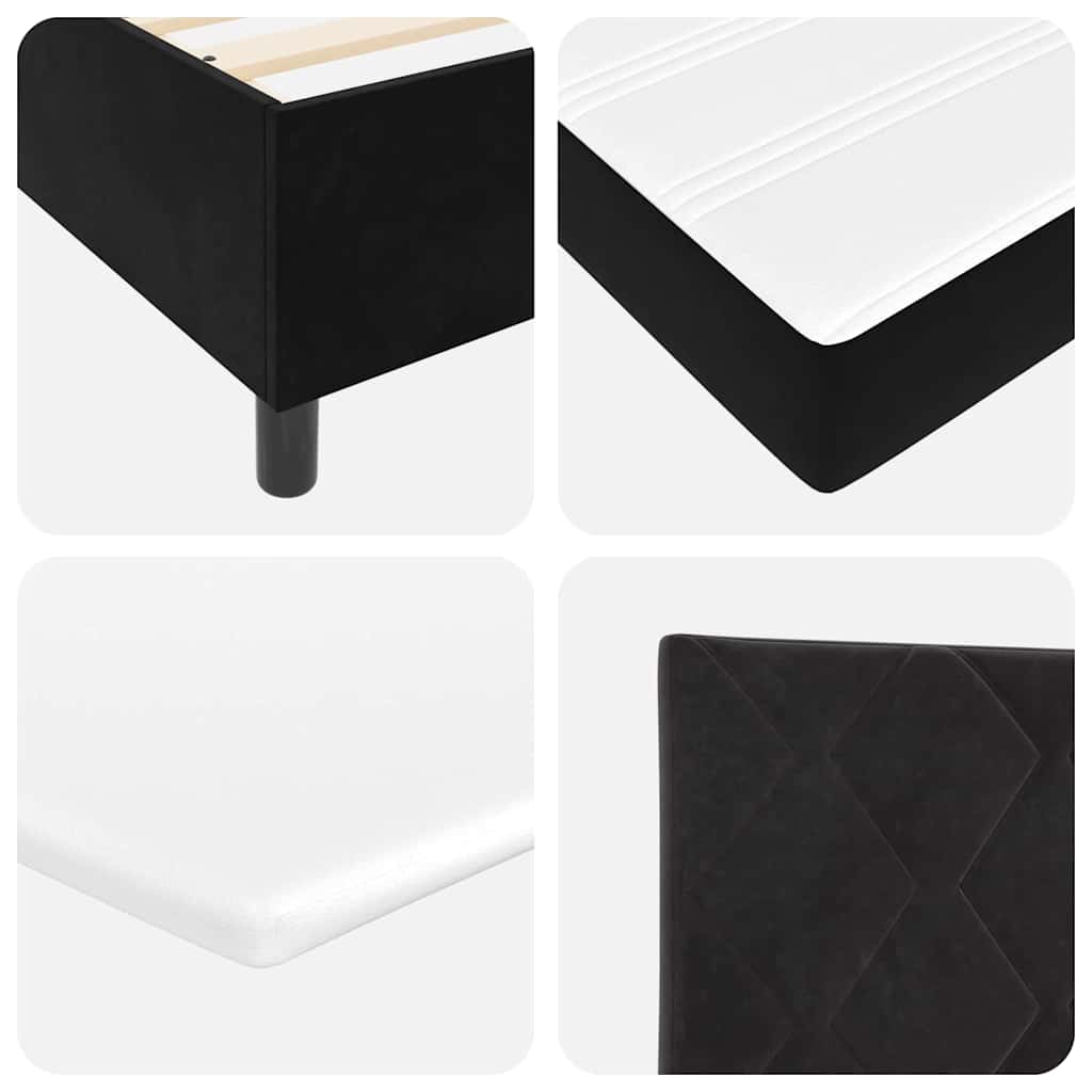 Cama tipo Box Spring con cabecera Negro 100 x 200 cm Terciopelo