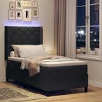 Cama tipo Box Spring con cabecera Negro 100 x 200 cm Terciopelo