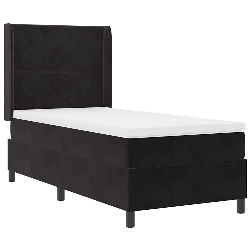 Cama tipo Box Spring con cabecera Negro 100 x 200 cm Terciopelo