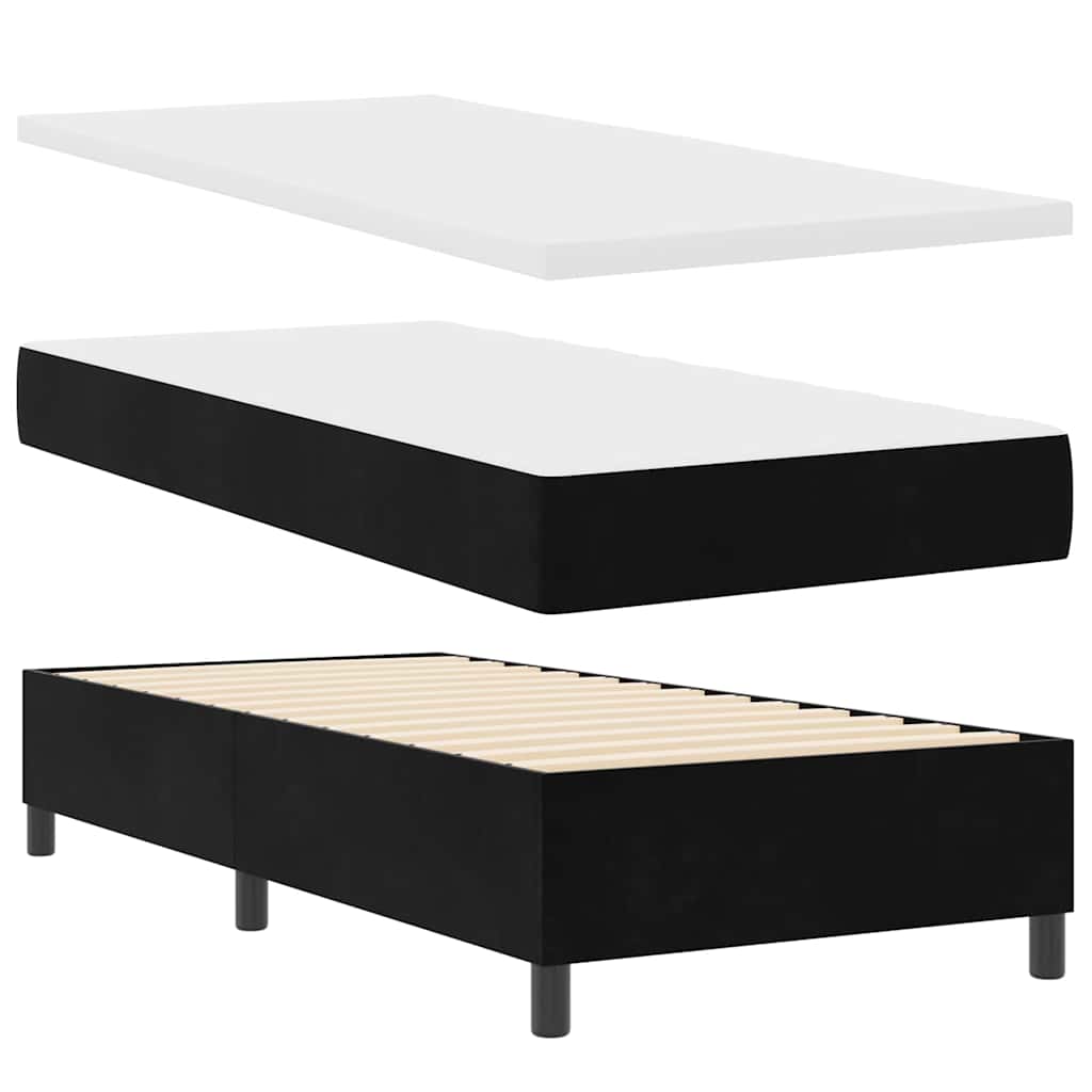Cama tipo Box Spring con cabecera Negro 100 x 200 cm Terciopelo