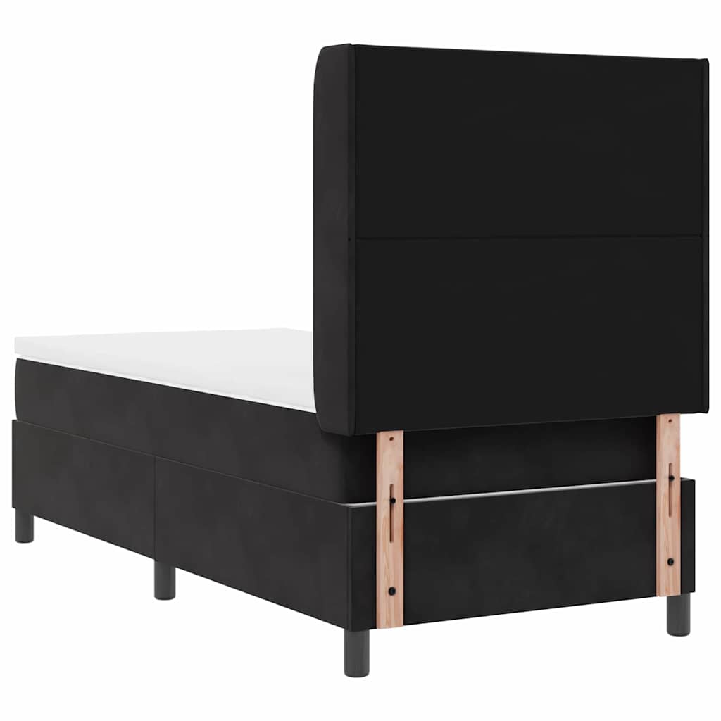 Cama tipo Box Spring con cabecera Negro 100 x 200 cm Terciopelo