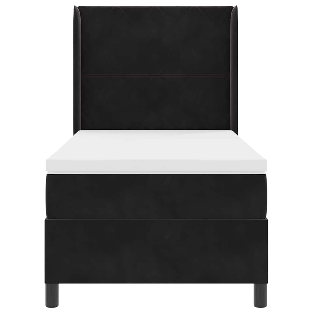Cama tipo Box Spring con cabecera Negro 100 x 200 cm Terciopelo