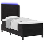 Cama tipo Box Spring con cabecera Negro 100 x 200 cm Terciopelo
