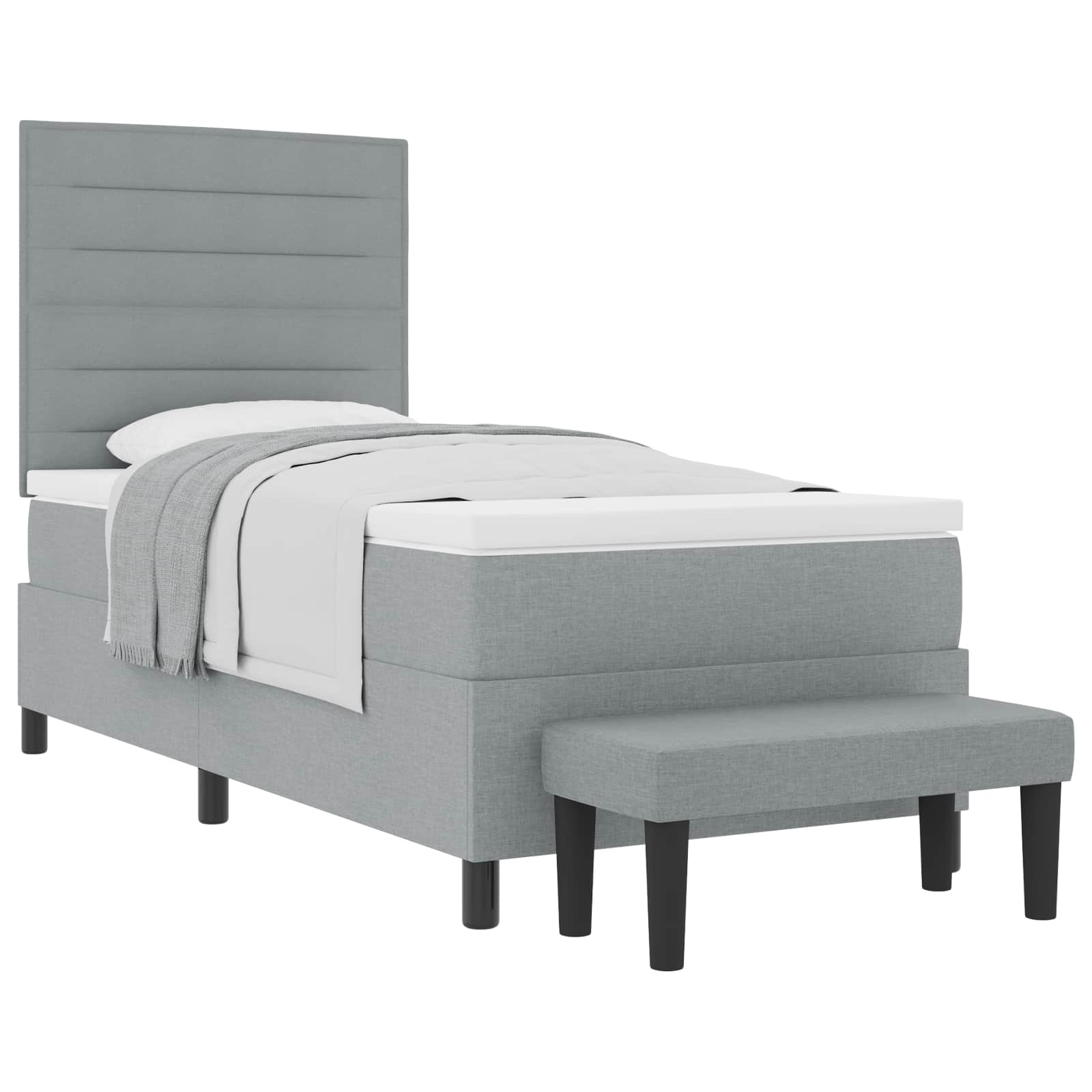 Box spring bed with blue headboard 100 x 200 cm fabric
