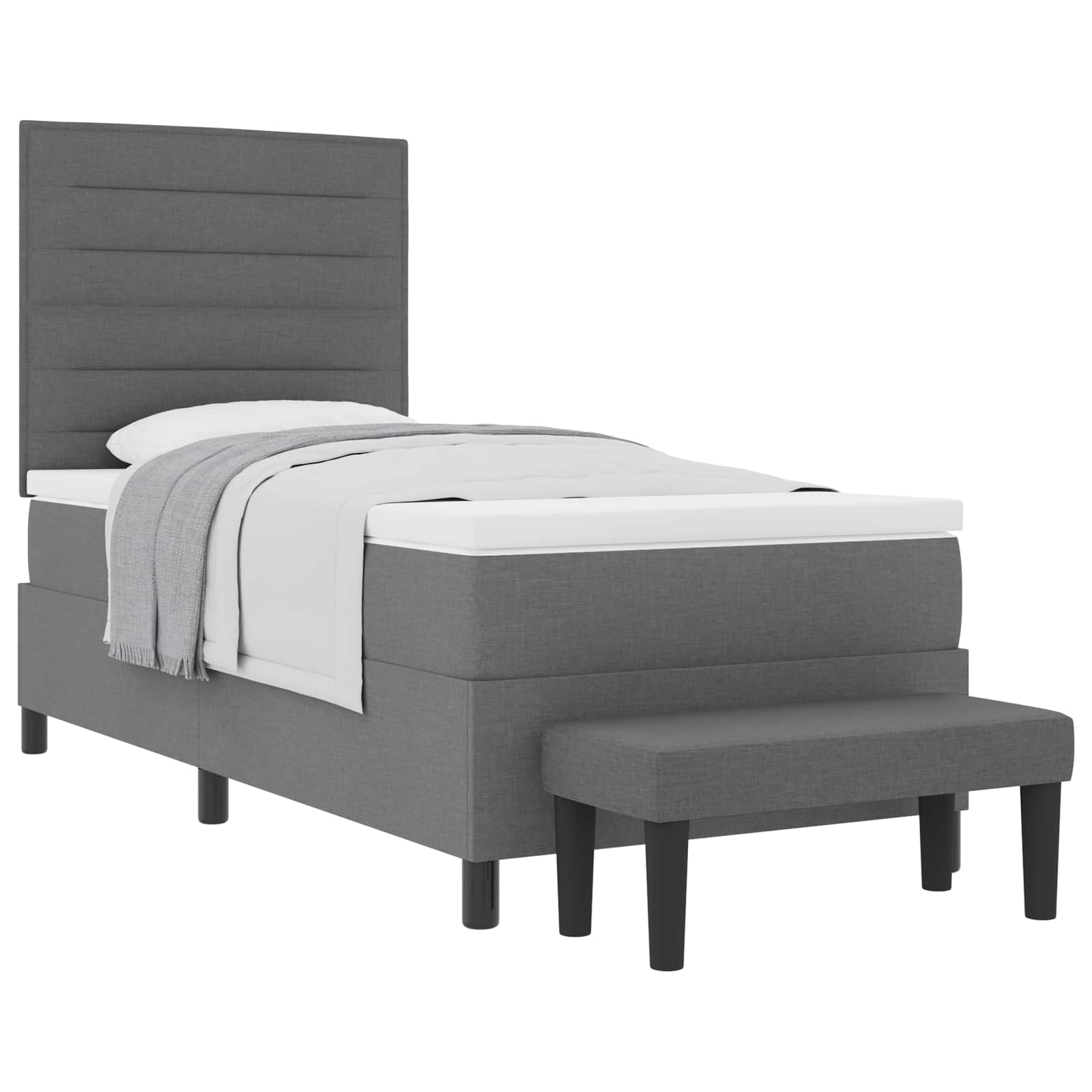 Box spring bed with blue headboard 100 x 200 cm fabric