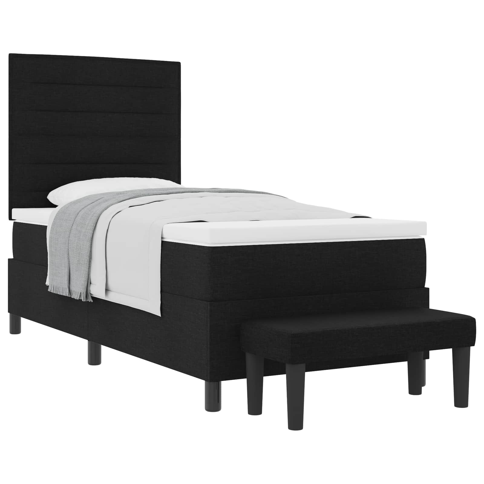 Box spring bed with blue headboard 100 x 200 cm fabric