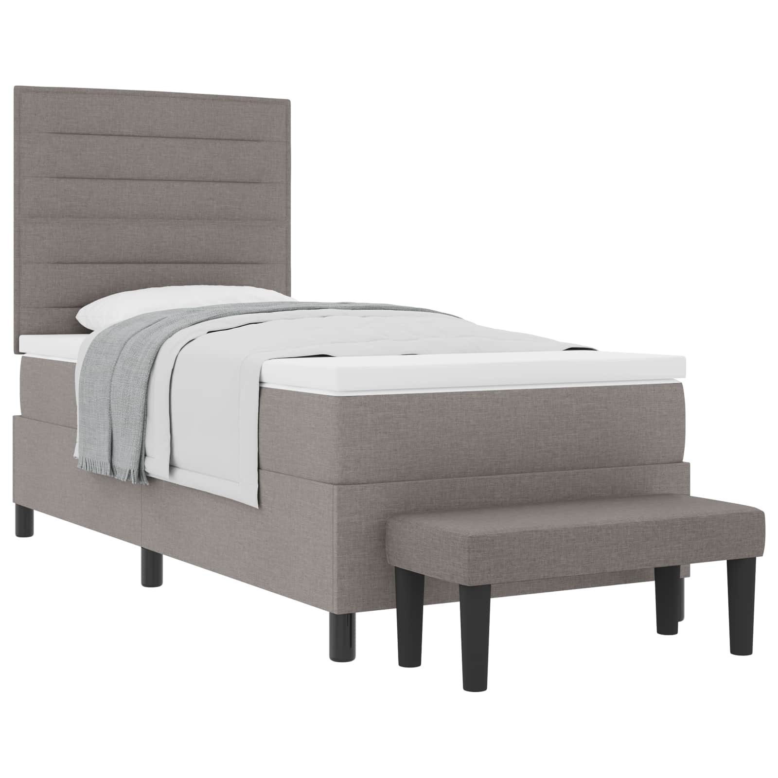 Box spring bed with blue headboard 100 x 200 cm fabric