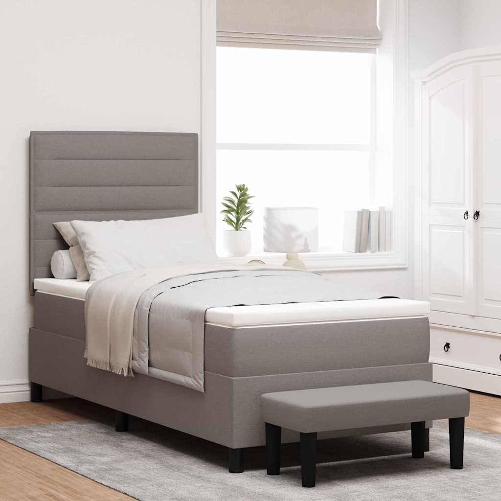 Box spring bed with blue headboard 100 x 200 cm fabric
