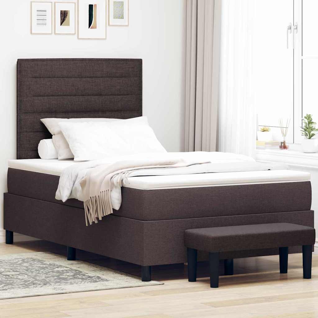 Box spring bed with blue headboard 100 x 200 cm fabric