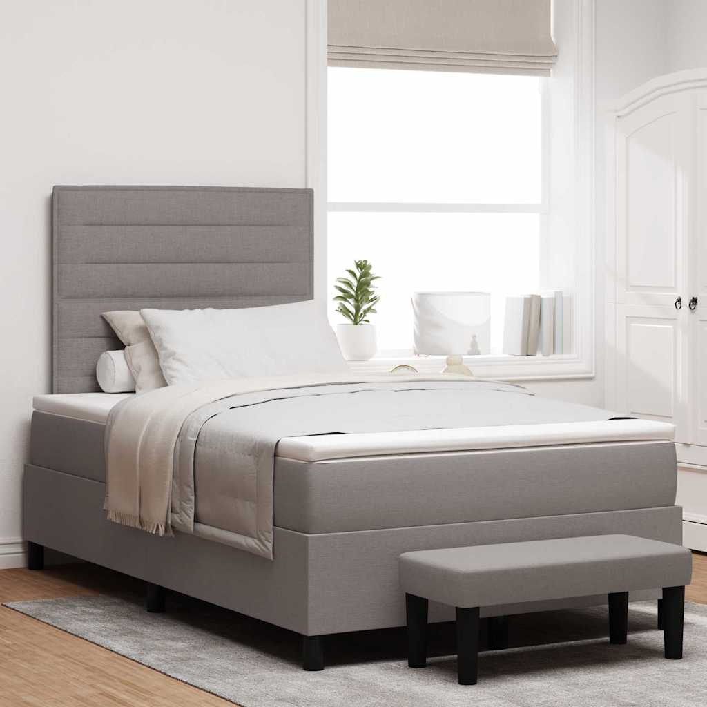 Box spring bed with blue headboard 100 x 200 cm fabric