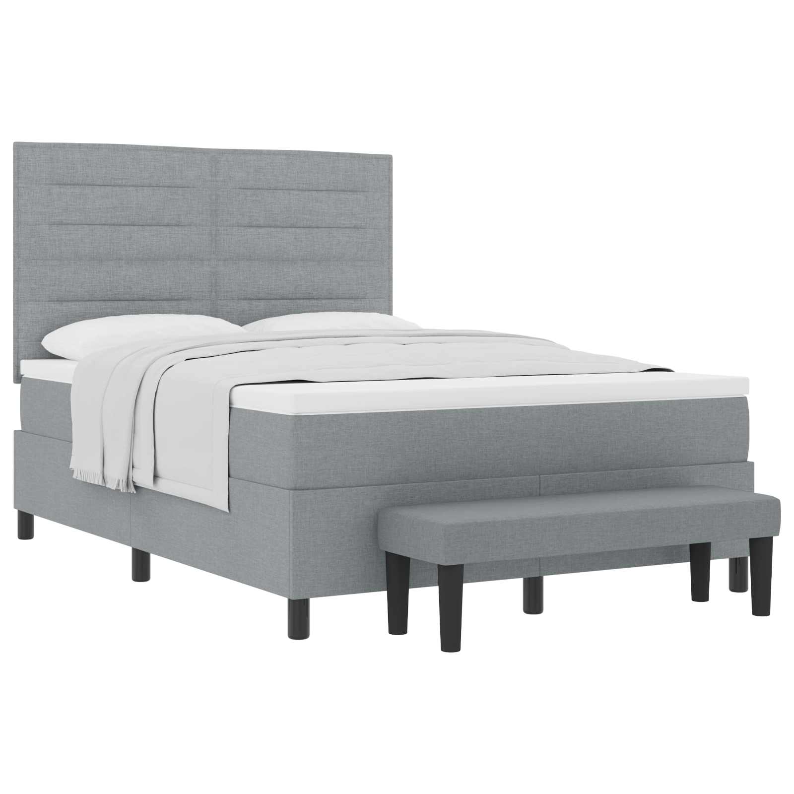 Box spring bed with blue headboard 100 x 200 cm fabric
