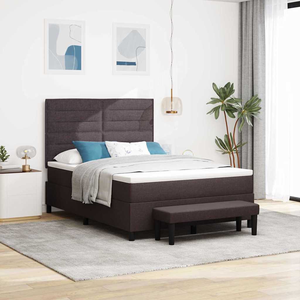 Box spring bed with blue headboard 100 x 200 cm fabric
