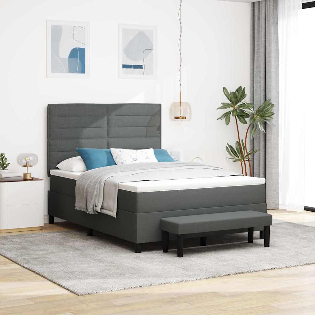 Box spring bed with blue headboard 100 x 200 cm fabric