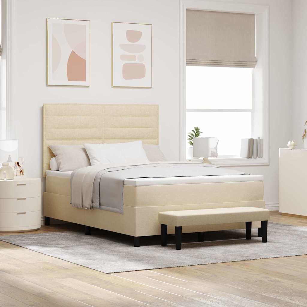 Box spring bed with blue headboard 100 x 200 cm fabric