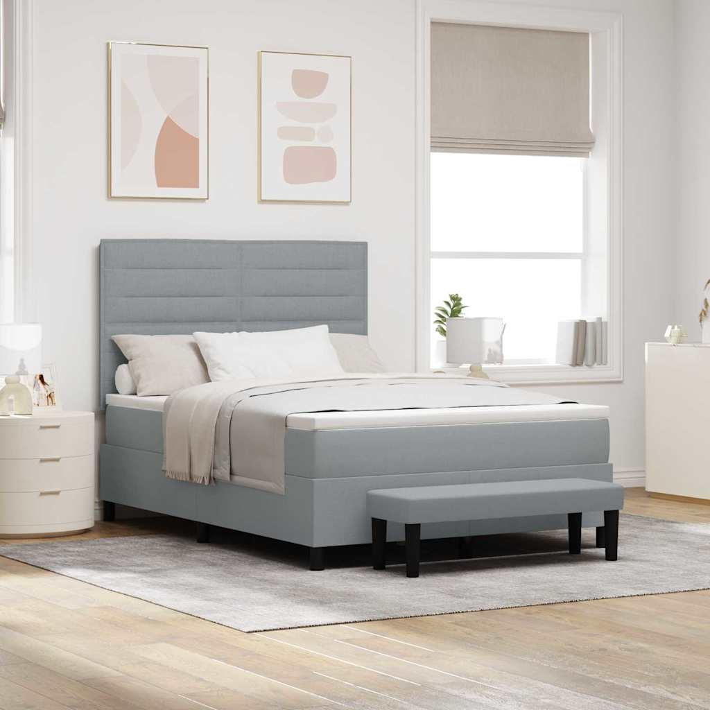 Box spring bed with blue headboard 100 x 200 cm fabric