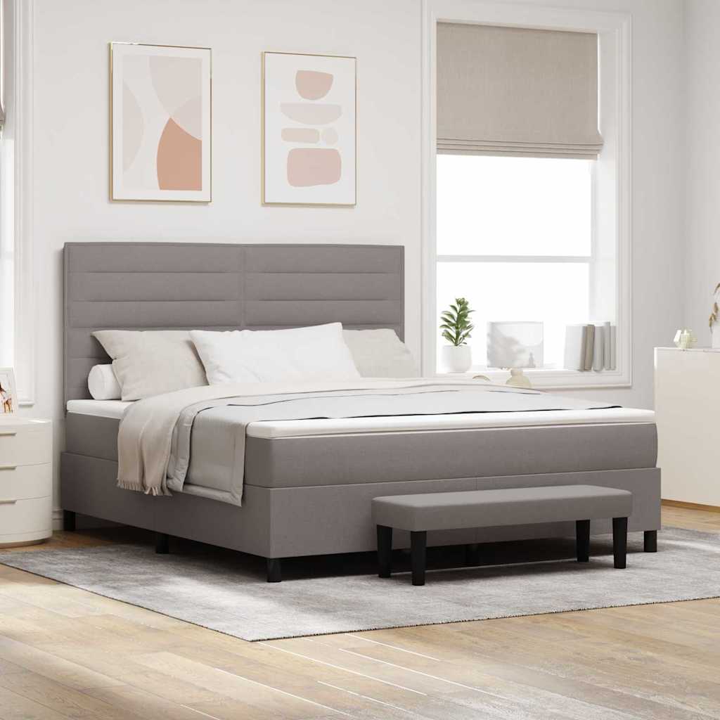 Box spring bed with blue headboard 100 x 200 cm fabric