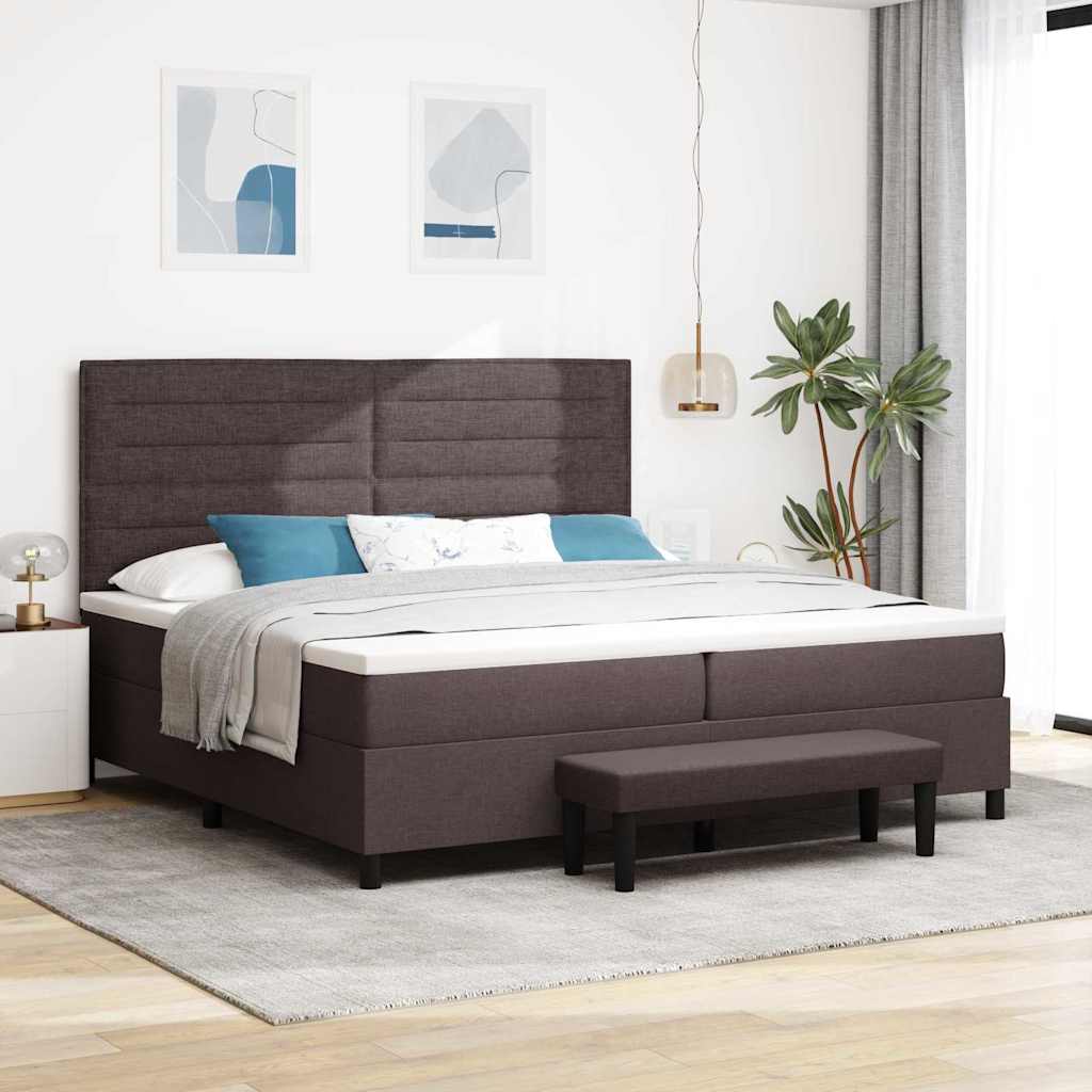 Box spring bed with blue headboard 100 x 200 cm fabric