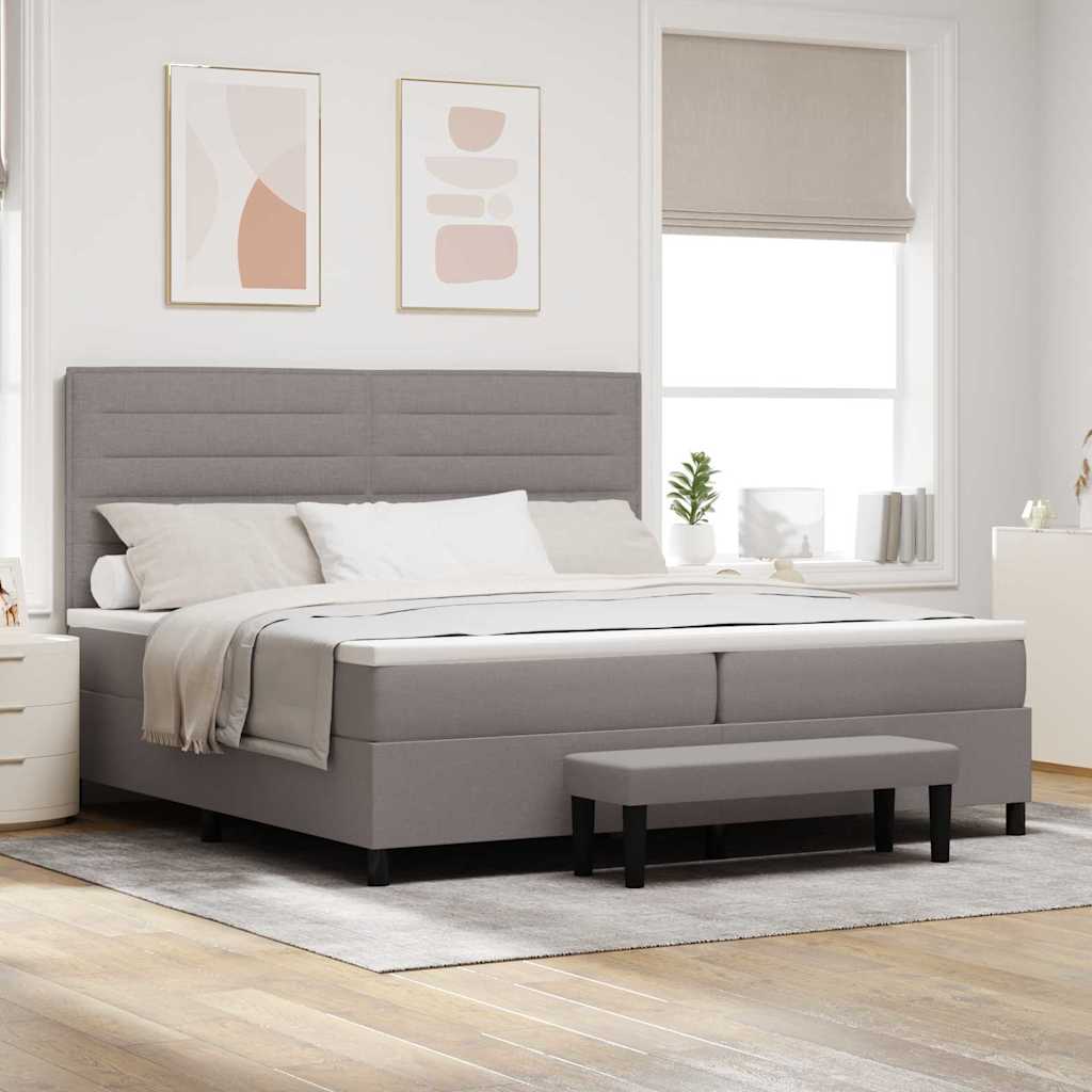 Box spring bed with blue headboard 100 x 200 cm fabric