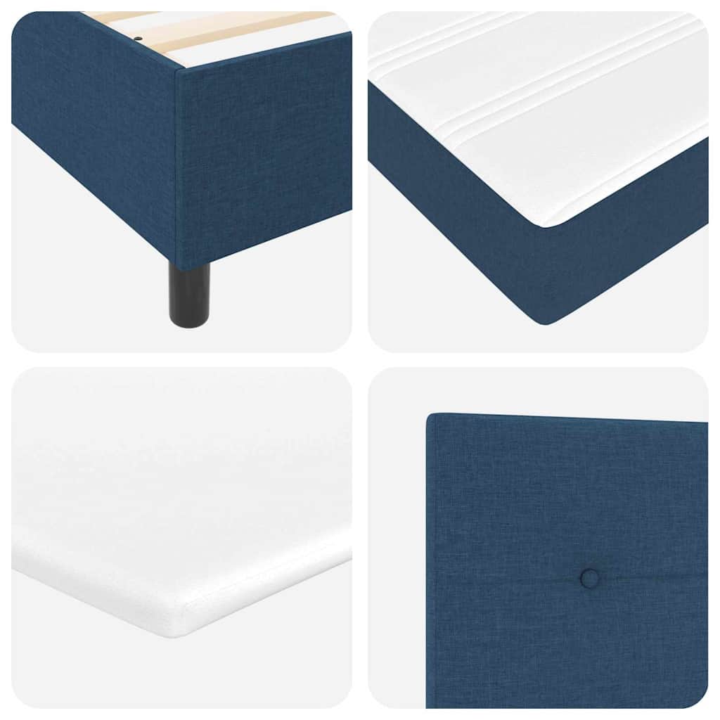 Cama tipo Box Spring con cabecera Azul 100 x 200 cm tela