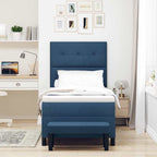 Cama tipo Box Spring con cabecera Azul 100 x 200 cm tela
