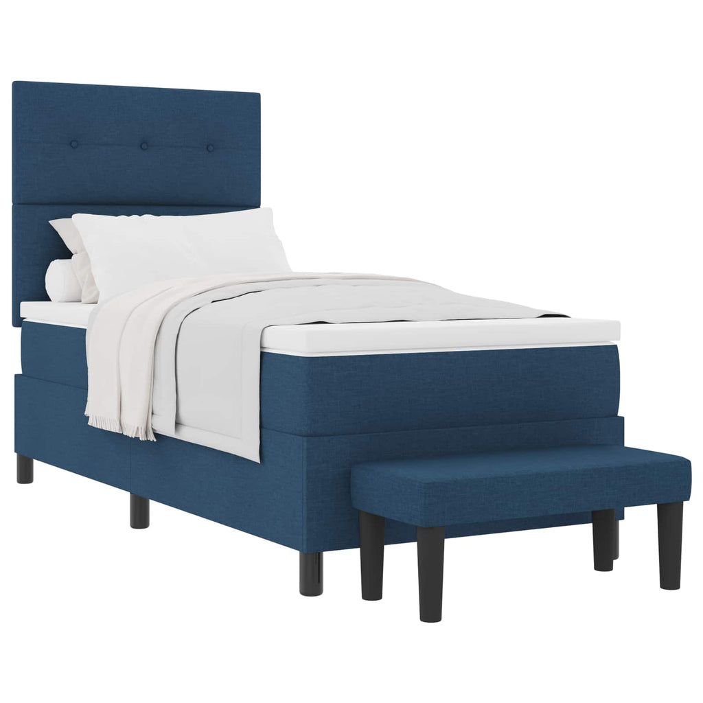 Cama tipo Box Spring con cabecera Azul 100 x 200 cm tela