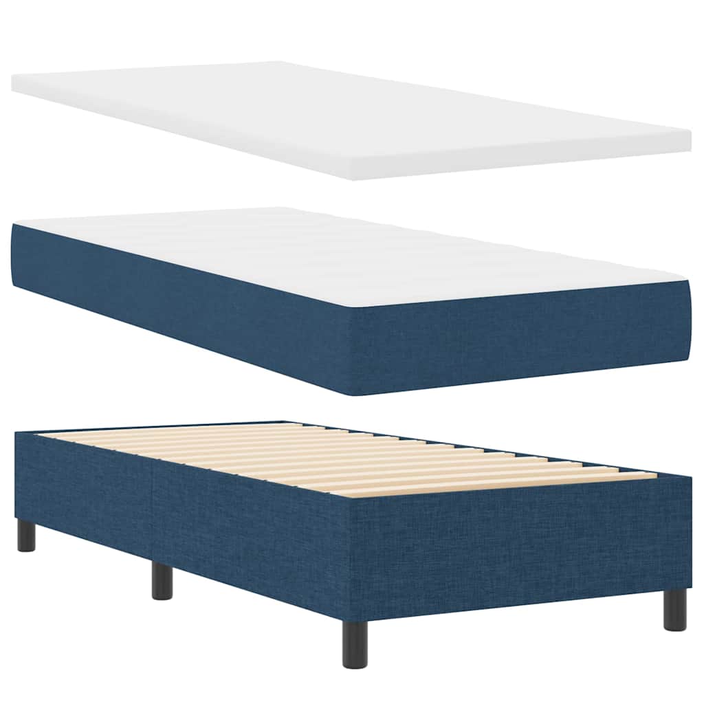 Cama tipo Box Spring con cabecera Azul 100 x 200 cm tela