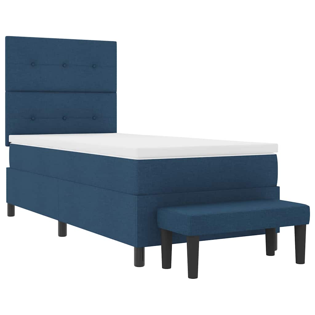 Cama tipo Box Spring con cabecera Azul 100 x 200 cm tela