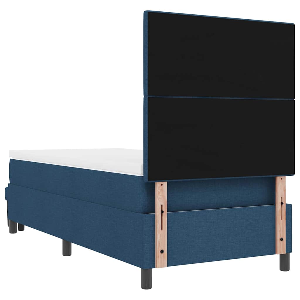 Cama tipo Box Spring con cabecera Azul 100 x 200 cm tela