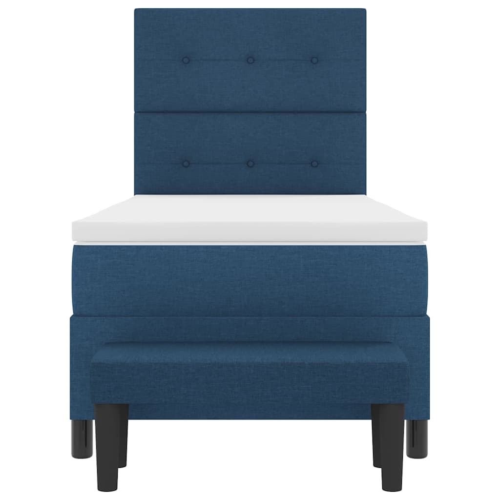 Cama tipo Box Spring con cabecera Azul 100 x 200 cm tela
