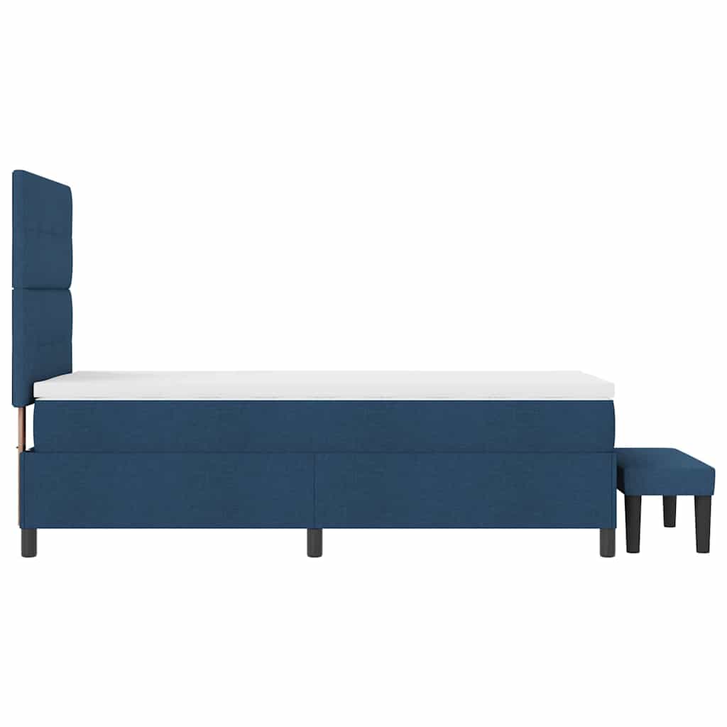 Cama tipo Box Spring con cabecera Azul 100 x 200 cm tela