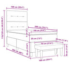 Cama tipo Box Spring con cabecera Azul 100 x 200 cm tela
