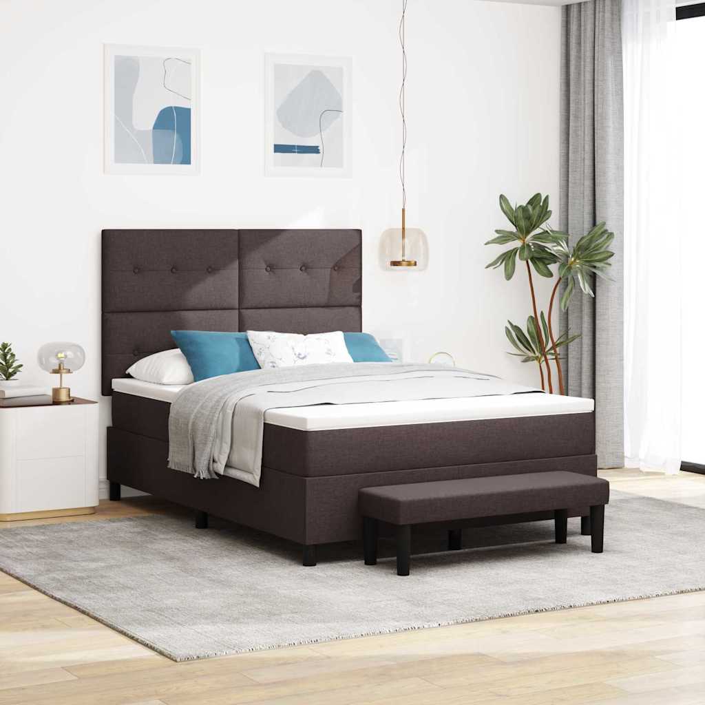 Box spring bed with blue headboard 100 x 200 cm fabric