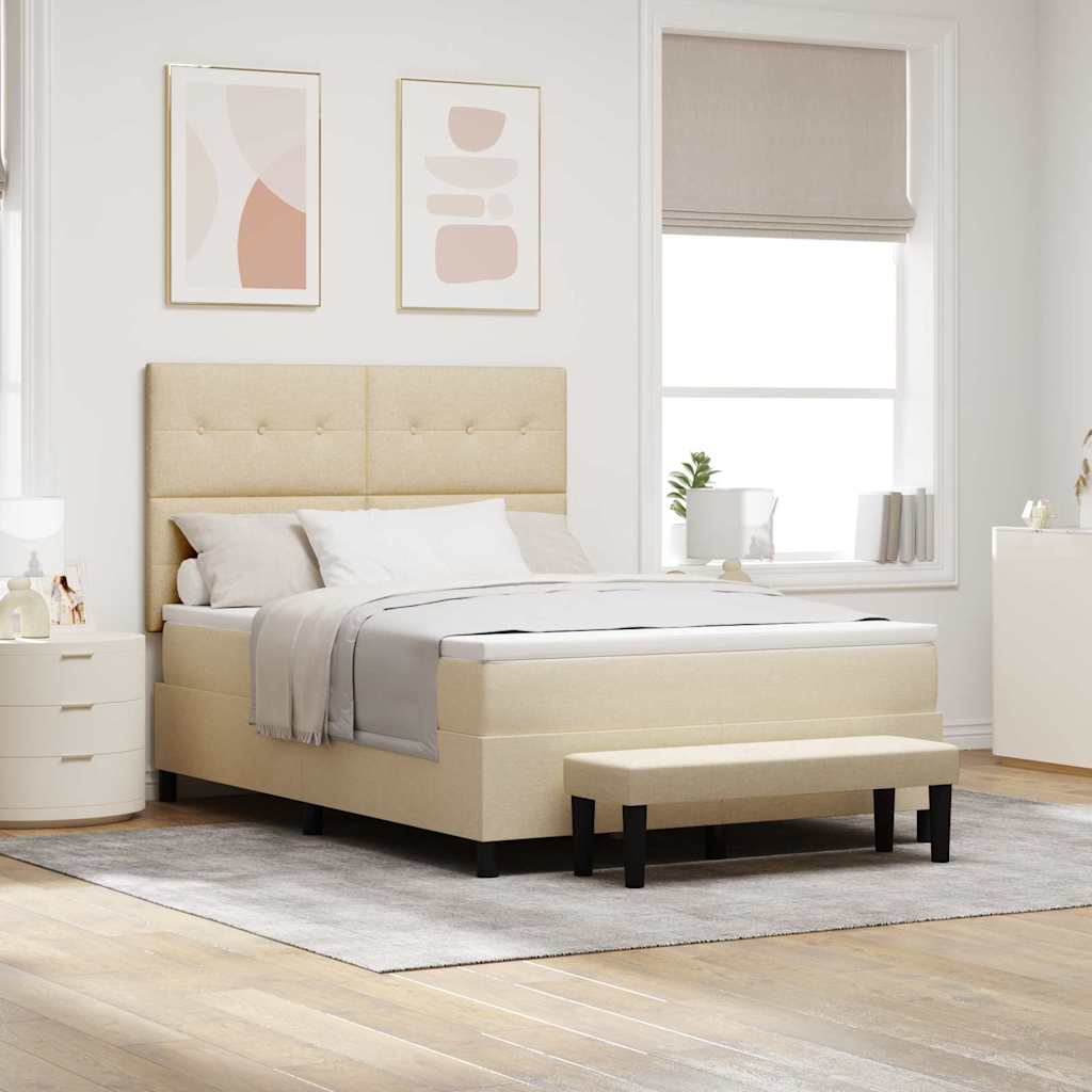 Box spring bed with blue headboard 100 x 200 cm fabric