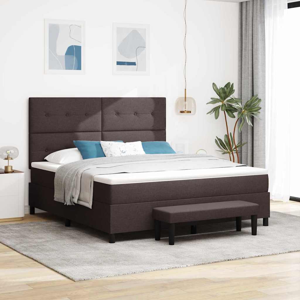 Box spring bed with blue headboard 100 x 200 cm fabric