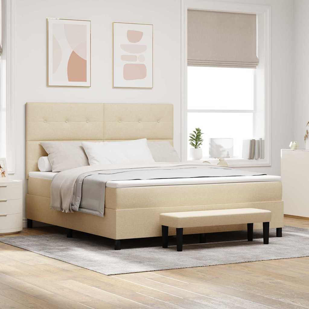 Box spring bed with blue headboard 100 x 200 cm fabric