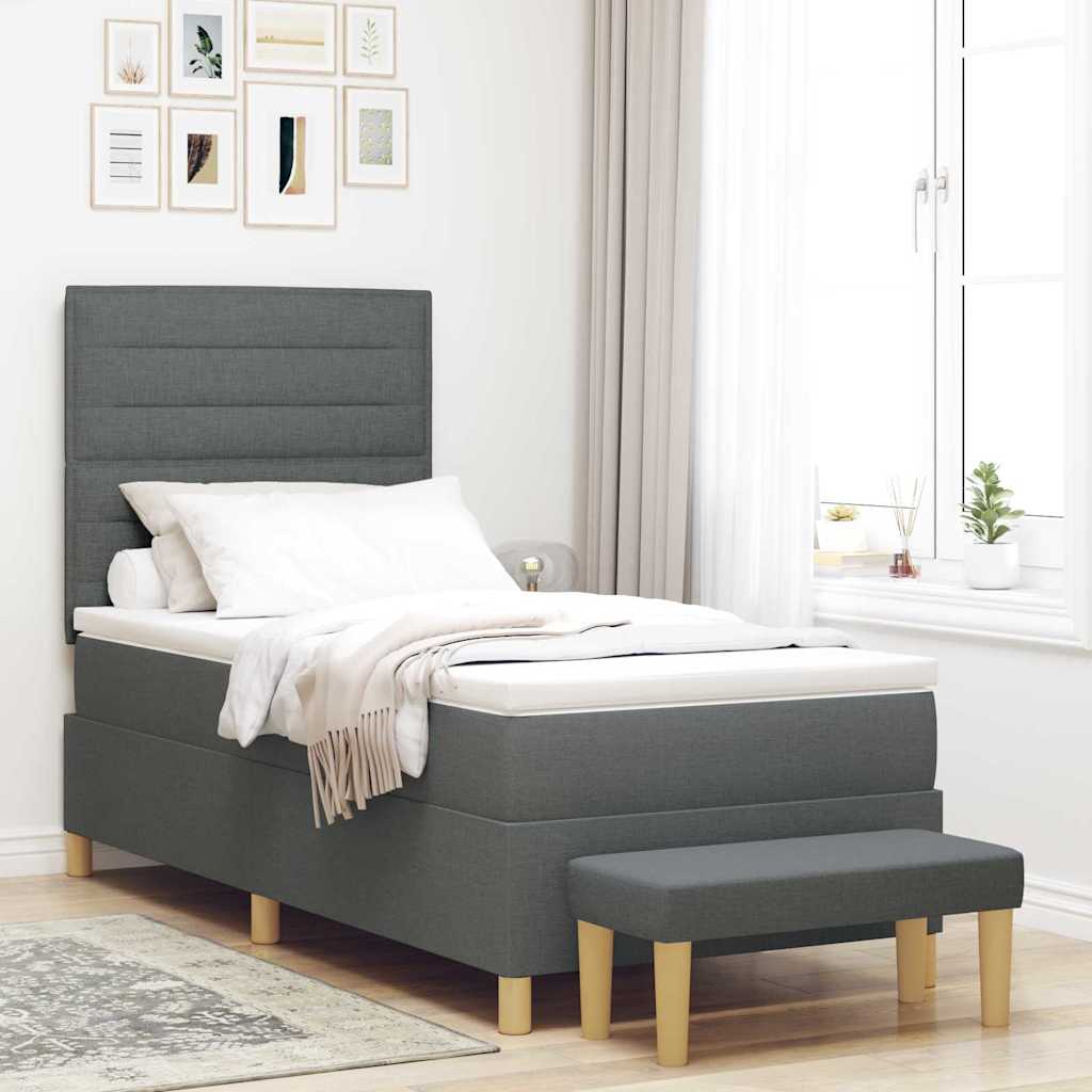 Cama tipo Box Spring com cabeceira Azul 190 x 120 cm tecido