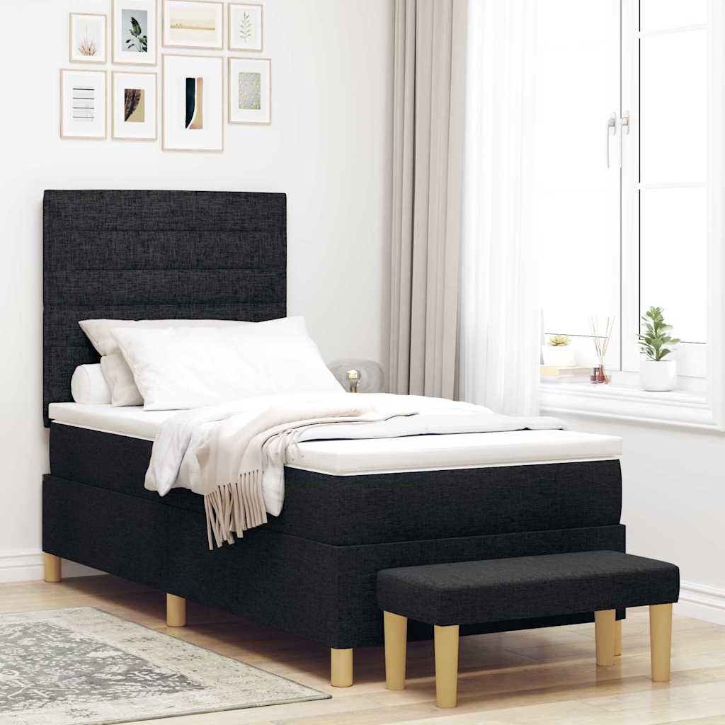 Cama tipo Box Spring com cabeceira Azul 190 x 120 cm tecido